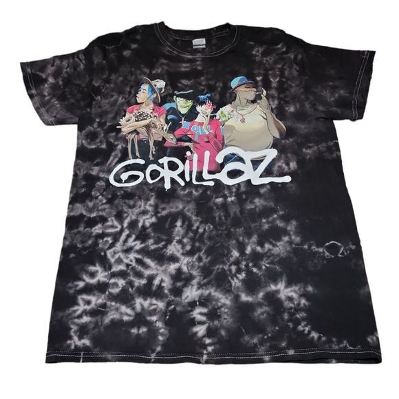 Gorillaz Unisex Tie Dye Band Tee Black‎ Acid Wash M - Picture 6 of 8